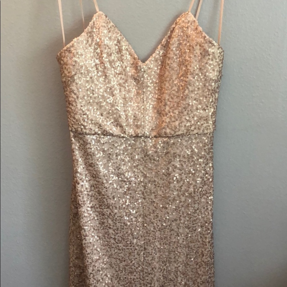 Amsale Rose Gold Sequined Gown